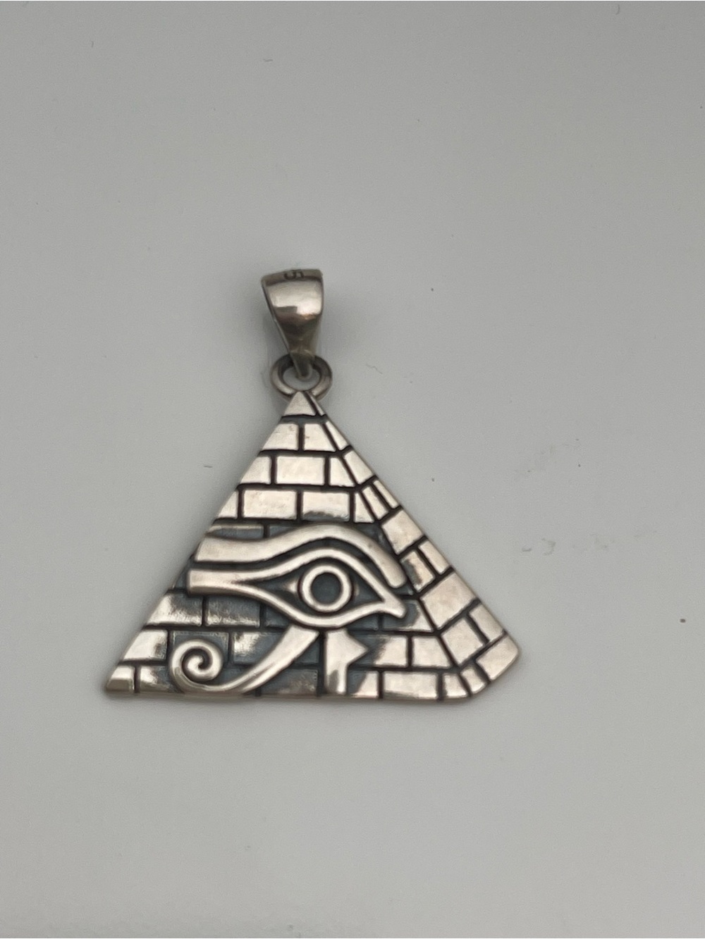 Sterling Silver Pyramid Eye of Horus Pendant - Silver